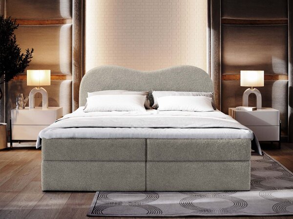 FLUVIA N ágyneműtartós boxspring ágy 180x200 - világosszürke