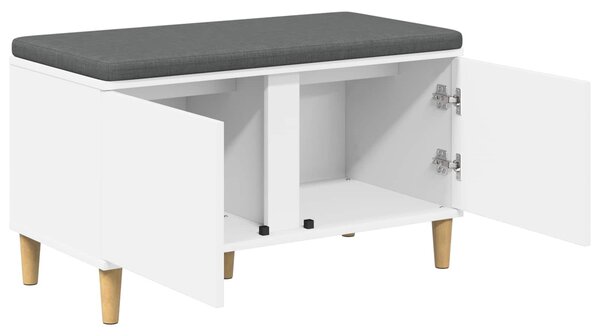 VidaXL Előtér pad párnával Fehér 80 x 38 x 46 cm Műanyag Fa és Szövet