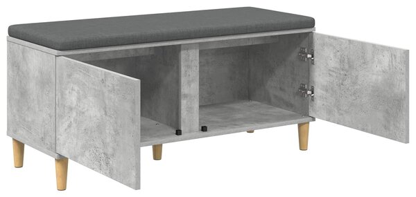 VidaXL Előtér pad Beton Szürke 100 x 38 x 46 cm Műanyag Fa és Szövet