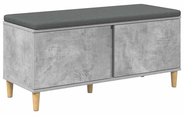 VidaXL Előtér pad Beton Szürke 100 x 38 x 46 cm Műanyag Fa és Szövet