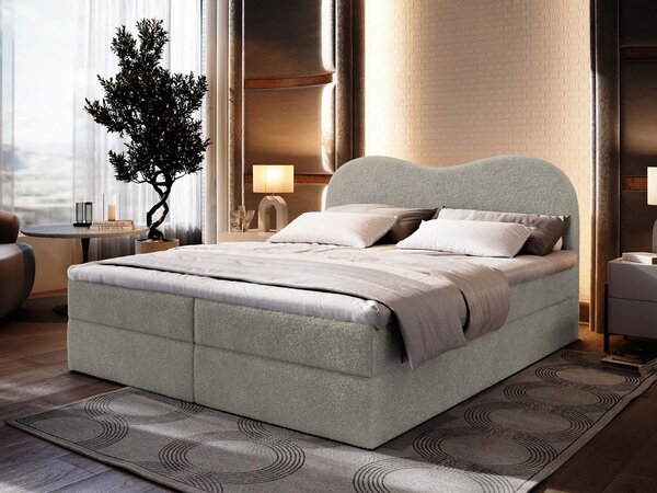 FLUVIA N ágyneműtartós boxspring ágy 180x200 - világosszürke