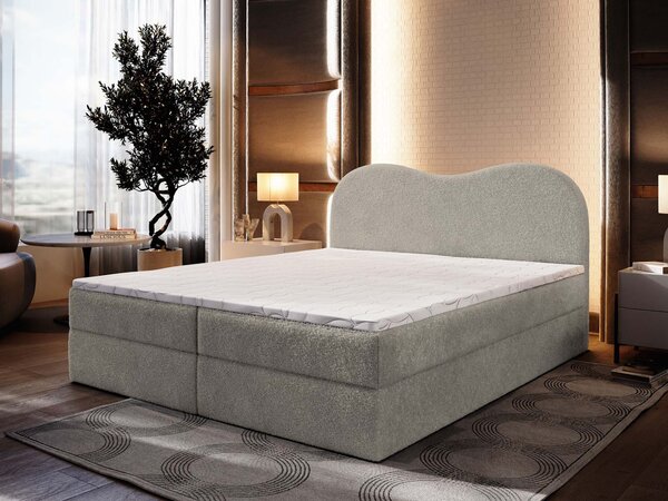 FLUVIA N ágyneműtartós boxspring ágy 180x200 - világosszürke