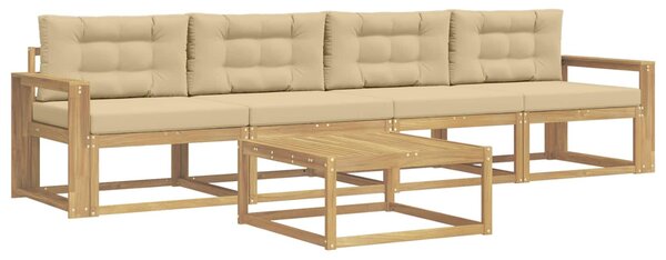 VidaXL Kültéri kanapé szett párnával 4 pcs Fehér és Bézs