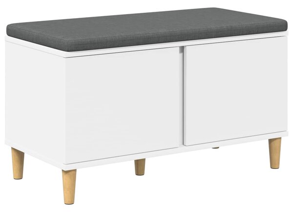 VidaXL Előtér pad párnával Fehér 80 x 38 x 46 cm Műanyag Fa és Szövet