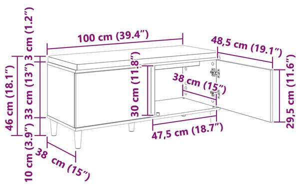 VidaXL Előtér pad Szürke Sonoma 100 x 38 x 46 cm Műanyag Fa és Szövet