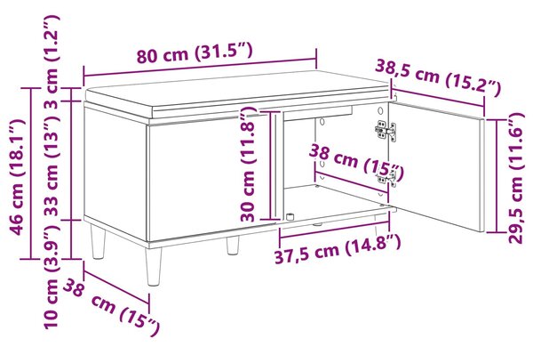 VidaXL Előtér pad Szürke Sonoma 80 x 38 x 46 cm Műanyag Fa és Szövet