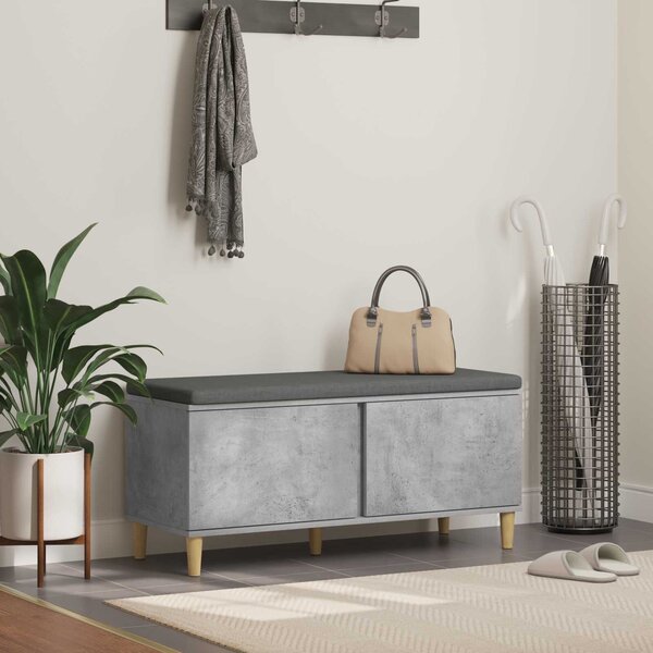 VidaXL Előtér pad Beton Szürke 100 x 38 x 46 cm Műanyag Fa és Szövet