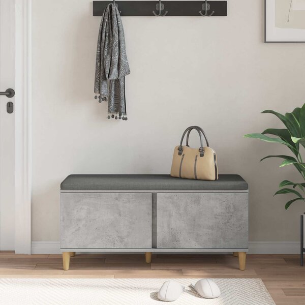 VidaXL Előtér pad Beton Szürke 100 x 38 x 46 cm Műanyag Fa és Szövet