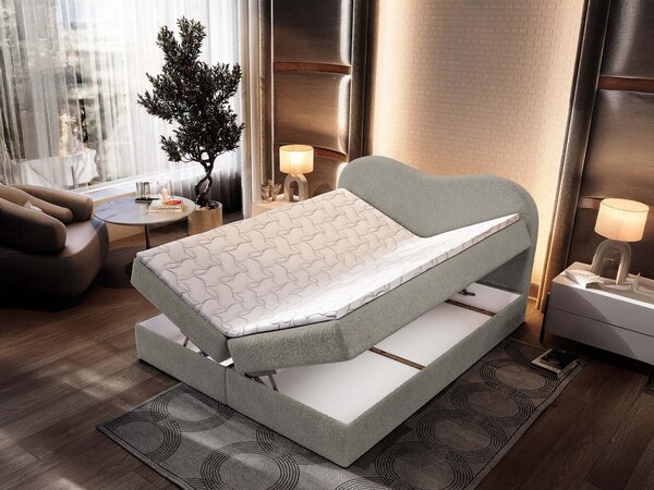 FLUVIA N ágyneműtartós boxspring ágy 180x200 - világosszürke