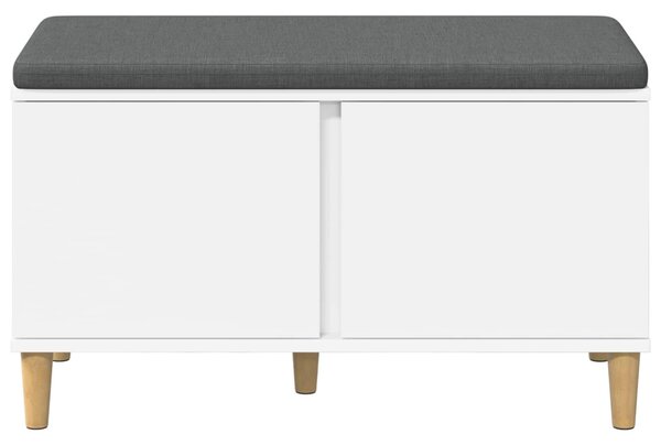 VidaXL Előtér pad párnával Fehér 80 x 38 x 46 cm Műanyag Fa és Szövet