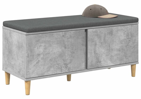 VidaXL Előtér pad Beton Szürke 100 x 38 x 46 cm Műanyag Fa és Szövet
