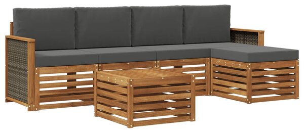 VidaXL Kültéri kanapé szett párnával 6 pcs Természetes és antracit