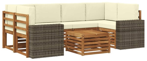 VidaXL Kültéri kanapé szett párnával 7 pcs Természetes és krémszínű