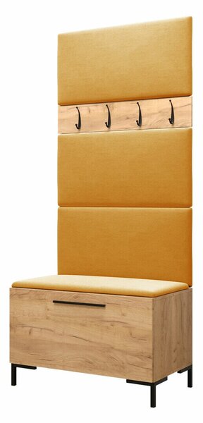 Előszoba garnitúra Nomal III, 196x84x46cm, Craft tölgy, Kárpit, Laminált forgácslap