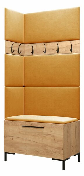 Előszoba garnitúra Nomal IV, 196x84x46cm, Craft tölgy, Kárpit, Laminált forgácslap