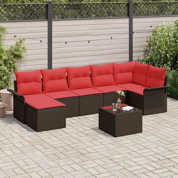 VidaXL Kerti Kanapé Szett párnával 8 pcs Barna Poli rattan