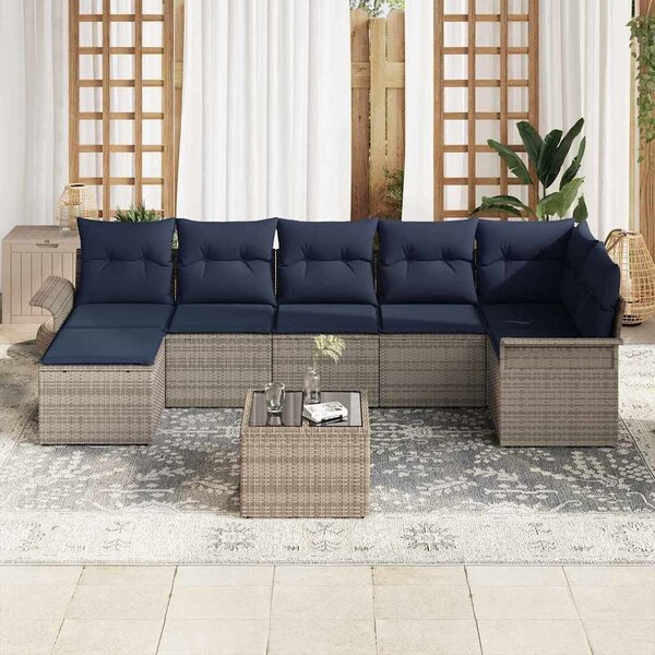 VidaXL Kerti Kanapé Szett párnával 8 pcs Szürke Poli rattan