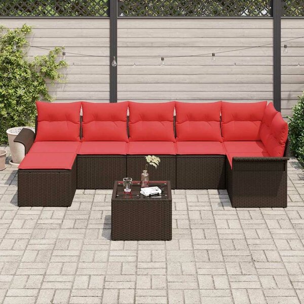 VidaXL Kerti Kanapé Szett párnával 8 pcs Barna Poli rattan