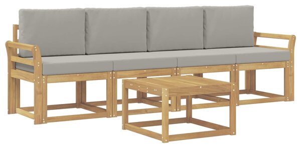 VidaXL Kültéri kanapé szett 5 pcs Fehér és Világosszürke