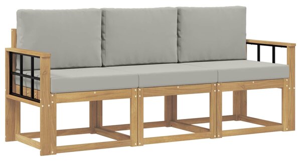 VidaXL Kültéri kanapé szett 3 pcs Fehér és Világosszürke