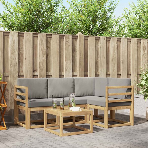 VidaXL Kültéri kanapé szett 5 pcs Fehér és Világosszürke