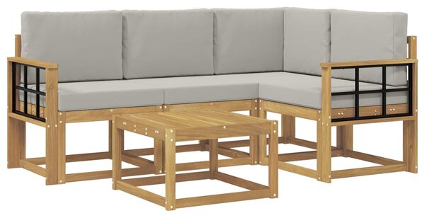 VidaXL Kültéri kanapé szett 5 pcs Fehér és Világosszürke