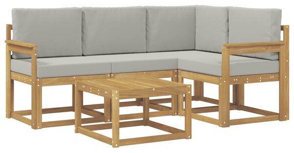 VidaXL Kültéri kanapé szett 5 pcs Fehér és Világosszürke