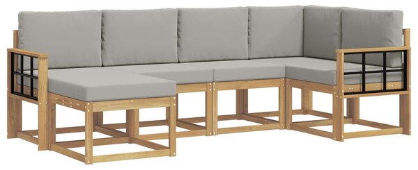 VidaXL Kültéri kanapé szett 6 pcs Fehér és Világosszürke