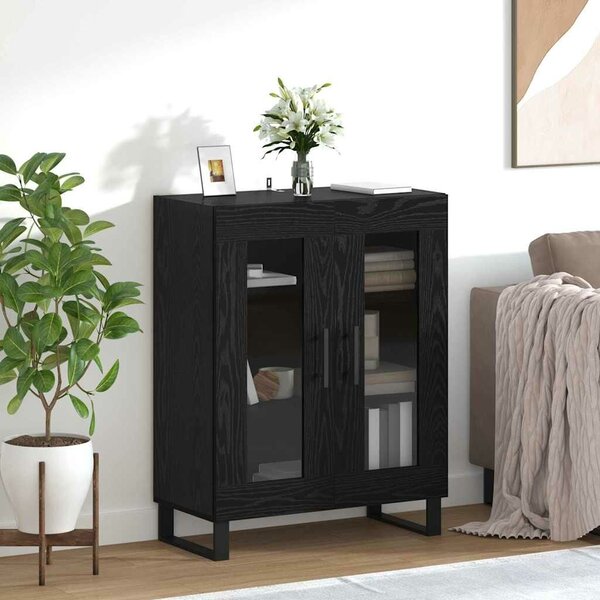 VidaXL Széf Fekete tölgy 69,5 x 34 x 90 cm Szerelt Fa
