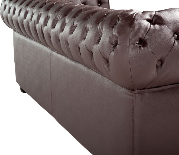 Kanapé 3 személyes CHESTERFIELD Bőr Barna