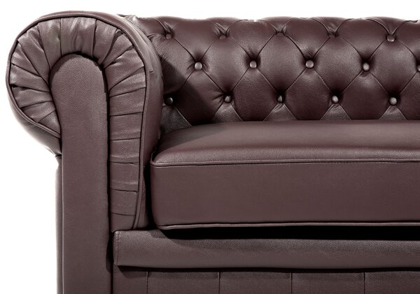 Kanapé 3 személyes CHESTERFIELD Bőr Barna