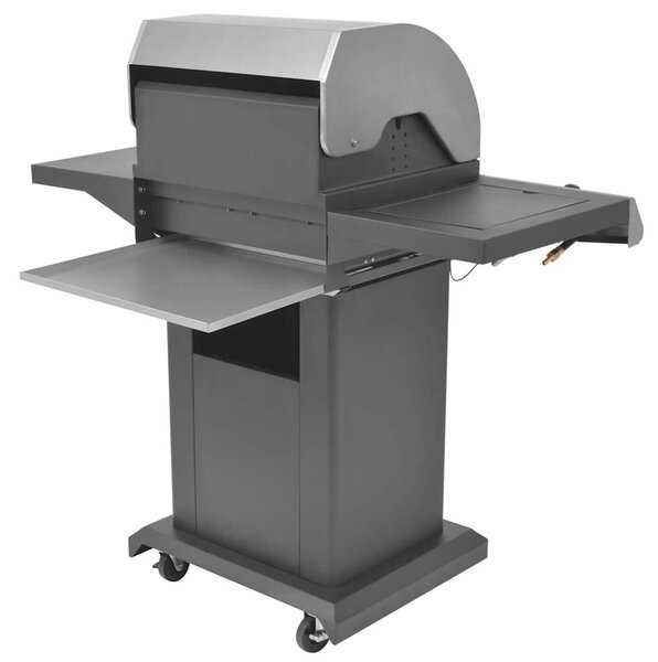 VidaXL Gáz Grillsütő kerékkel, ajtóval, Ezüst Acél, fém tömlővel