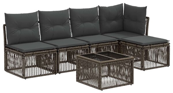 VidaXL Kerti Kanapé Szett 6 pcs Szürke polirattan