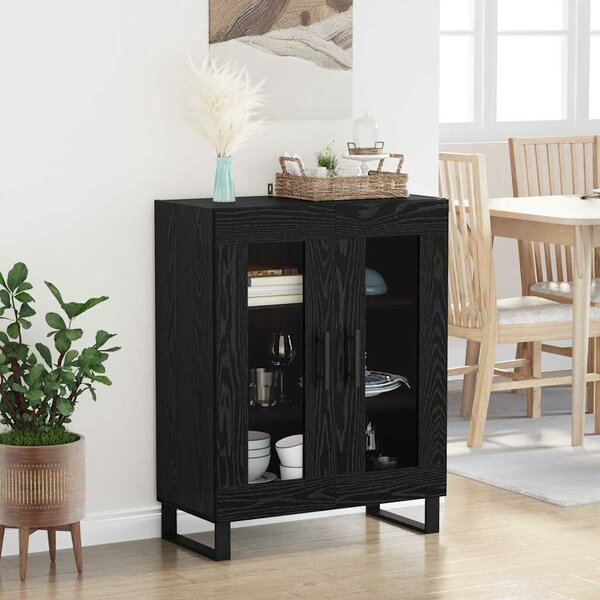 VidaXL Széf Fekete tölgy 69,5 x 34 x 90 cm Szerelt Fa