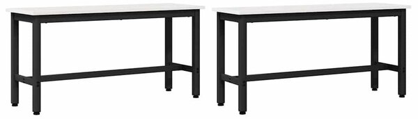 VidaXL Étkező pad 2 pcs Fehér 100 x 32,5 x 49 cm Tömör fenyőfa