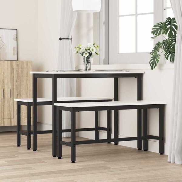 VidaXL Étkező pad 2 pcs Fehér 100 x 32,5 x 49 cm Tömör fenyőfa