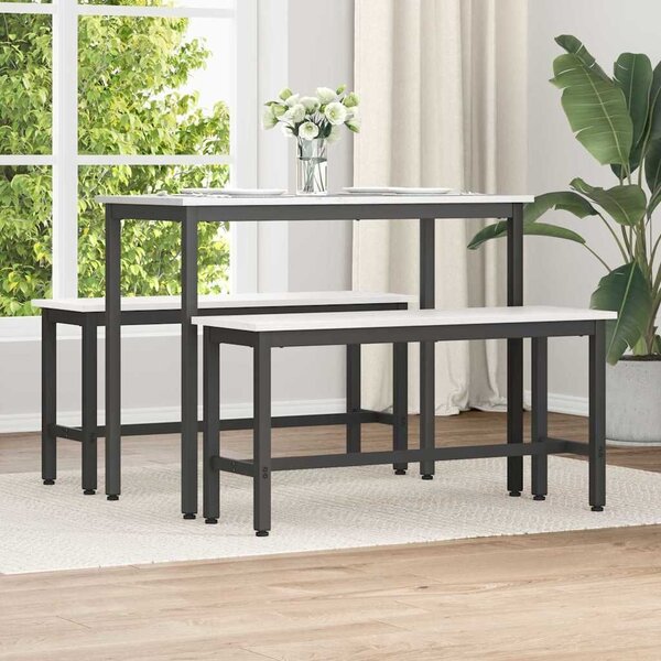VidaXL Étkező pad 2 pcs Fehér 100 x 32,5 x 49 cm Tömör fenyőfa
