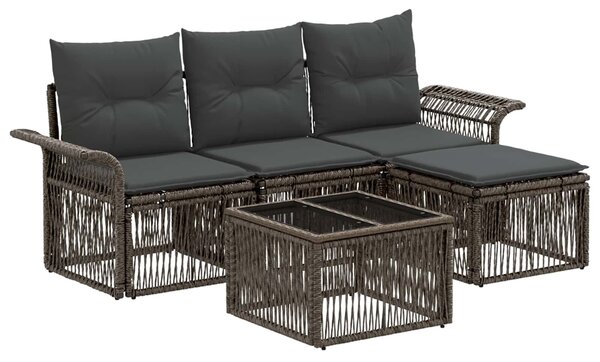VidaXL Kerti Kanapé Szett 5 pcs Szürke polirattan