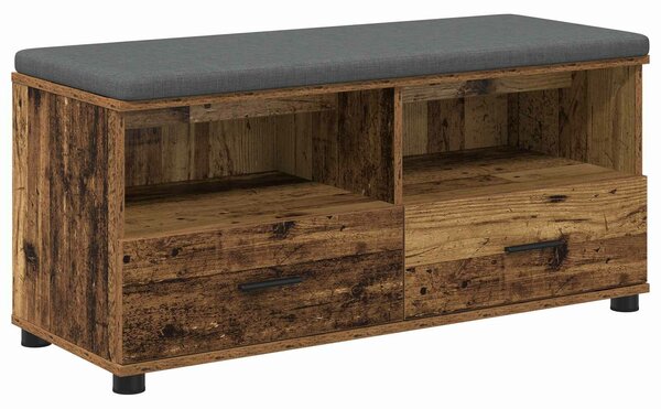 VidaXL Előtér pad Öreg fa 100 x 38 x 46 cm Műanyag Fa és Szövet