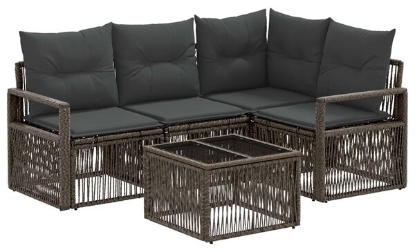 VidaXL Kerti Kanapé Szett 5 pcs Szürke polirattan