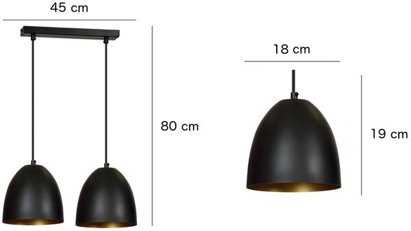 Emibig modern skandináv függeszték lenox fekete emi410/2