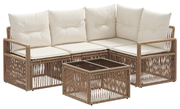 VidaXL Kerti Kanapé Szett 5 pcs Bézs polirattan