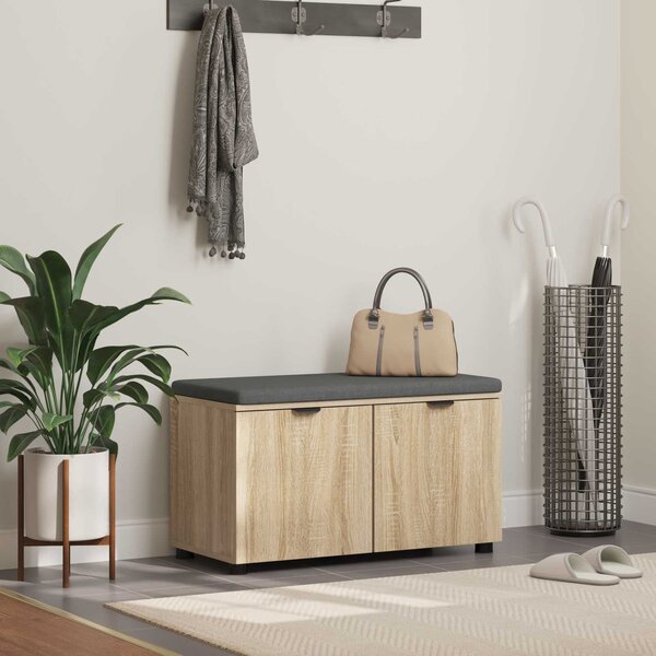 VidaXL Előtér pad párnával tárolóval Sonoma tölgy 80 x 46 x 46 cm