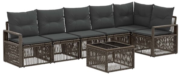 VidaXL Kerti Kanapé Szett 7 pcs Szürke polirattan