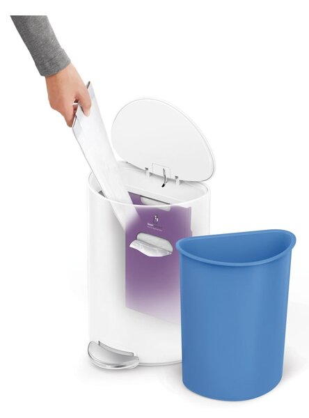 Fehér fém pedálos szemetes 6 l – simplehuman