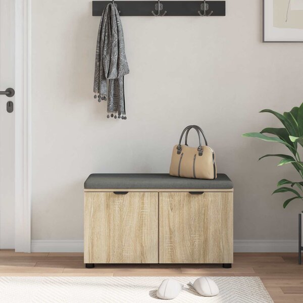 VidaXL Előtér pad párnával tárolóval Sonoma tölgy 80 x 46 x 46 cm