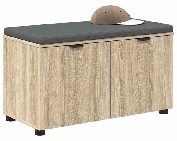 VidaXL Előtér pad párnával tárolóval Sonoma tölgy 80 x 46 x 46 cm