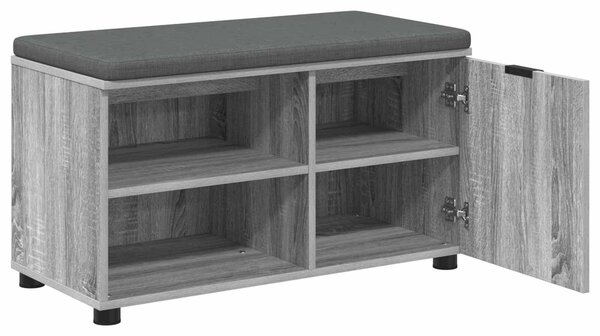 VidaXL Előtér pad párnával Egyszínű Szürke Sonoma 80 x 38 x 46 cm
