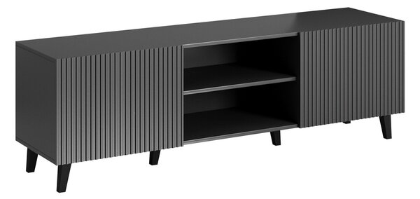 TV-állvány Comes, Közepes sűrűségű farostlemez, Laminált forgácslap, 53x150x42cm, Antracit, Fekete