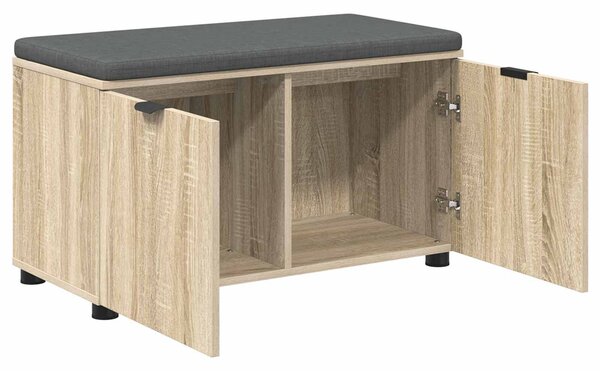 VidaXL Előtér pad párnával tárolóval Sonoma tölgy 80 x 46 x 46 cm